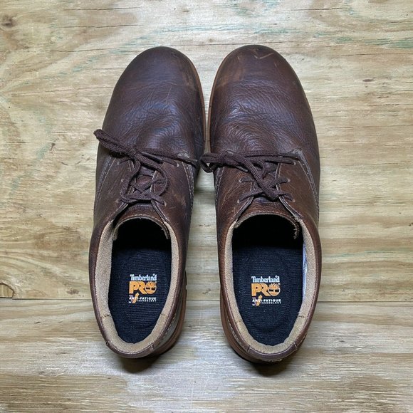 Timberland Pro Steel Toe Shoes Mens 10.5 Brown Leather Work Oxfords main image 6